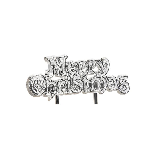 Merry Christmas Motto Cake Topper Silver BX270