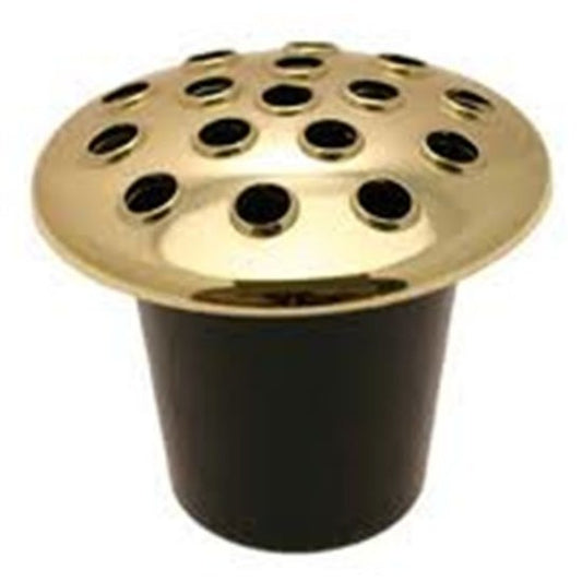 Grave Vase Insert 5" Plastic Black With Gold Lid