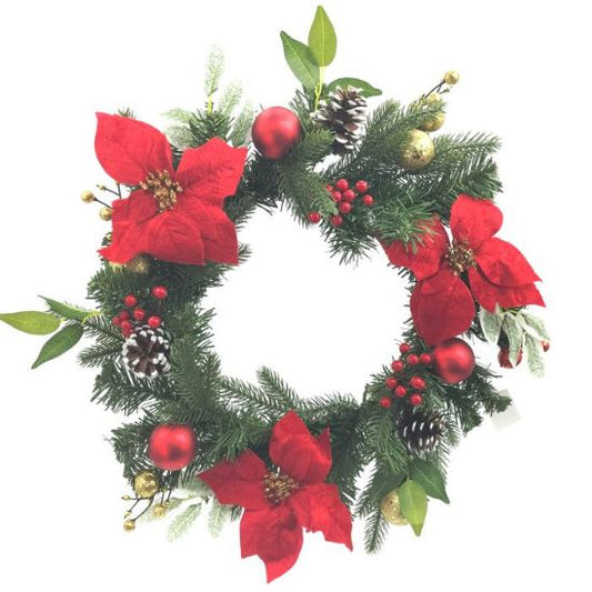 Artificial Mixed Christmas Wreath Red/gold 40cm