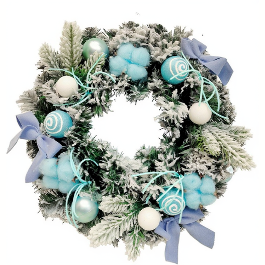 Bauble Wreath With Bows Blue/white 40cm
