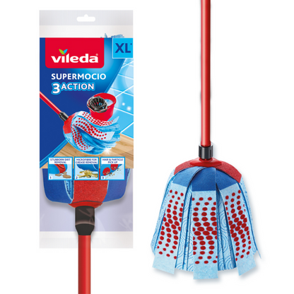 Vileda SuperMocio Mop Head & Handle + Free Extra Head