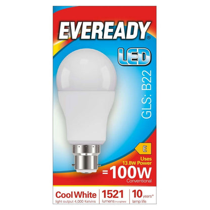 GLS LED Light Bulb B22 BC Bayonet Cap Cool White