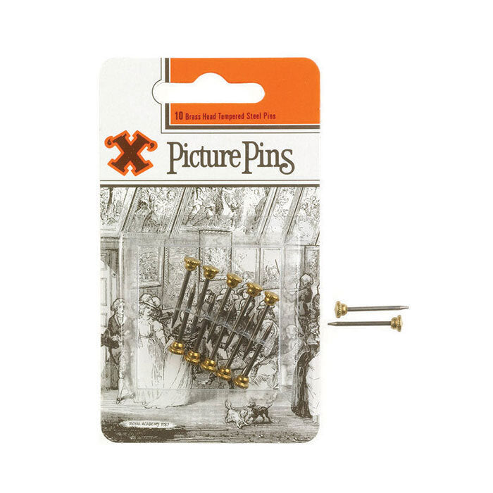 X Brass Head Picture Pins 10 Pack