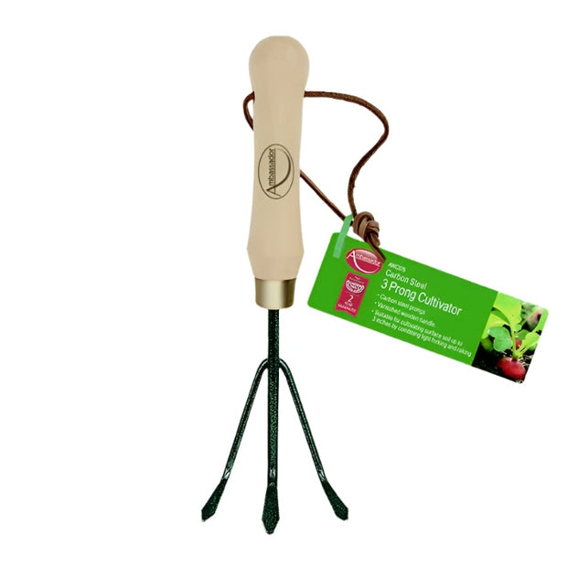Ambassador Carbon Steel 3 Prong Cultivator