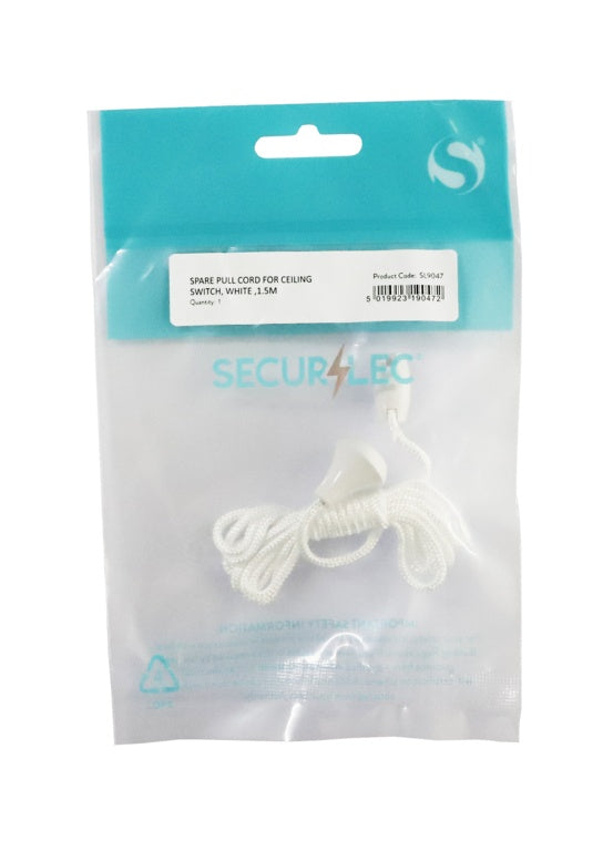 Securlec Spare Pull Cord for Ceiling Switch White 1.5m