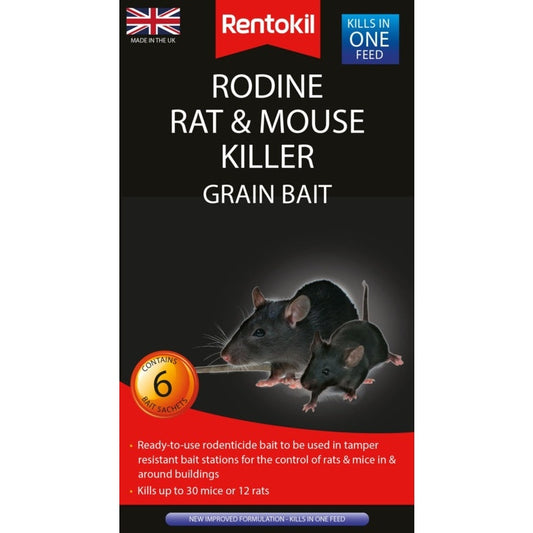 Rentokil Rodine Rat & Mouse Killer Grain Bait 6 Sachet