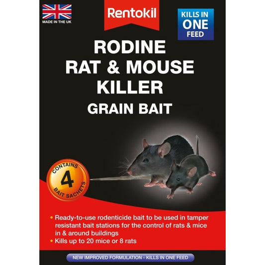 Rentokil Rodine Rat & Mouse Killer Grain Bait 4 Sachet