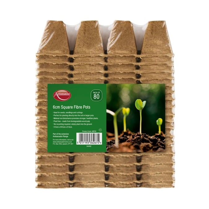 Ambassador Square Fibre Pots 6cm - Pack 80