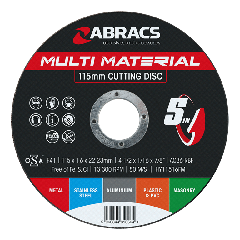 Abracs Hybrid 5 in 1 Multi Material Cutting Disc 115mm x 1.6mm x 22mm