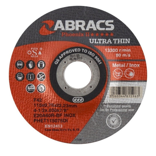 Abracs Phoenix Ultra Thin Cutting Disc 115mm x 0.75mm x 22mm