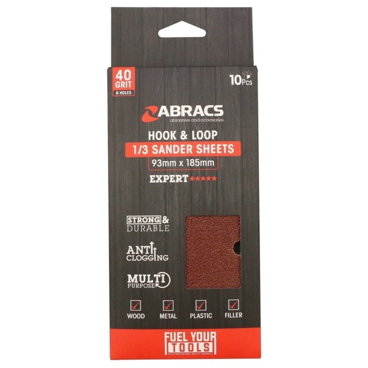Abracs Orbital Hook & Loop Sander Sheets 93 x 185mm