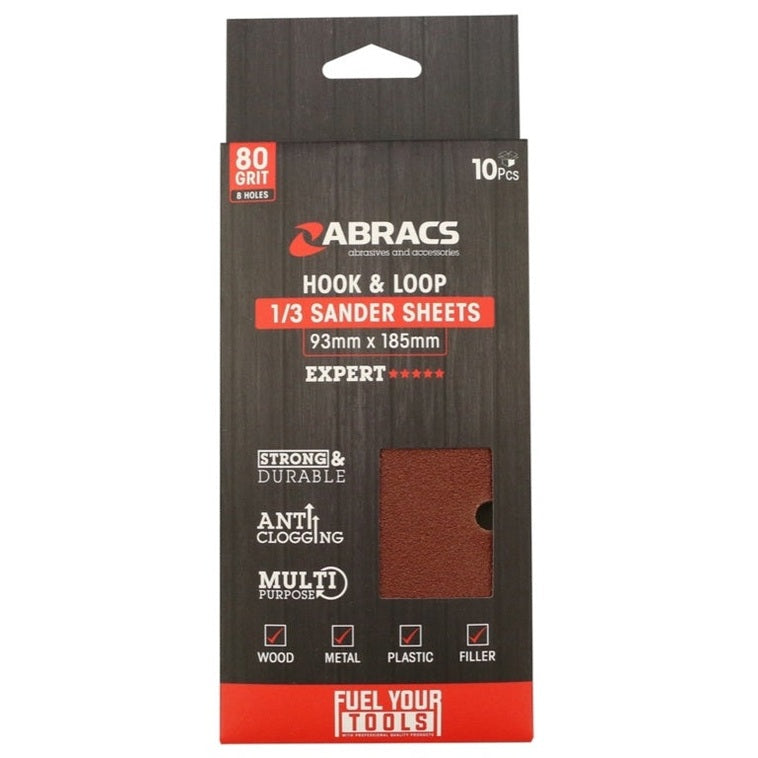 Abracs Orbital Hook & Loop Sander Sheets 93 x 185mm