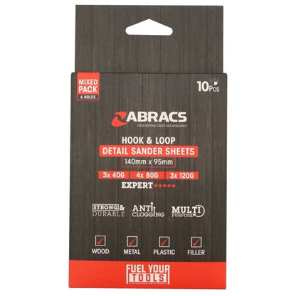 Abracs Detail Sanding Sheets Mix 95 x 145 Pack 10