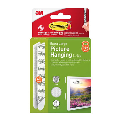 Command X-Large Picture Hanging Strips White 9kg 4pk - 17217