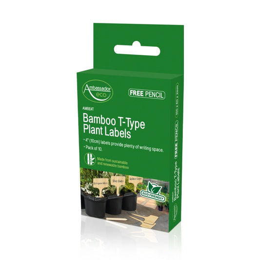 Ambassador Bamboo T Labels & Pencil 10 Piece 4"