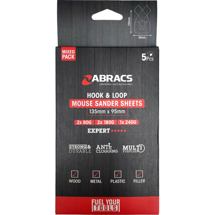 Abracs Mouse Sander Sheet Pack 5 135mm x 95mm
