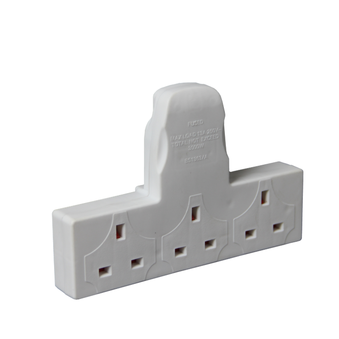 T Shaped 3 Way Plug In Adaptor