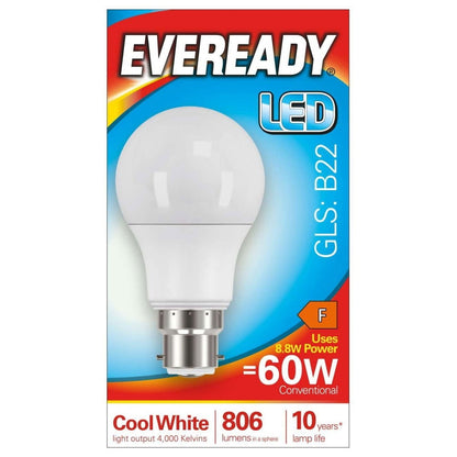 GLS LED Light Bulb B22 BC Bayonet Cap Cool White