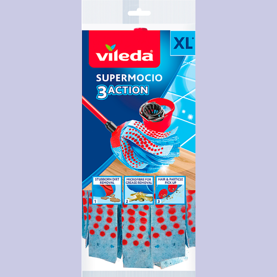 Vileda SuperMocio Mop Head & Handle + Free Extra Head
