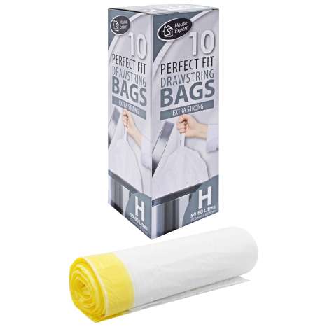 Extra Strong Drawstring Swing Bin Liners 50-60L - Roll of 10