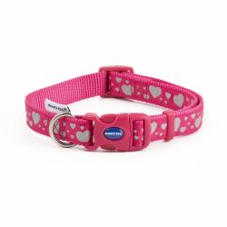 Reflective Hearts Adjustable Collar Pink