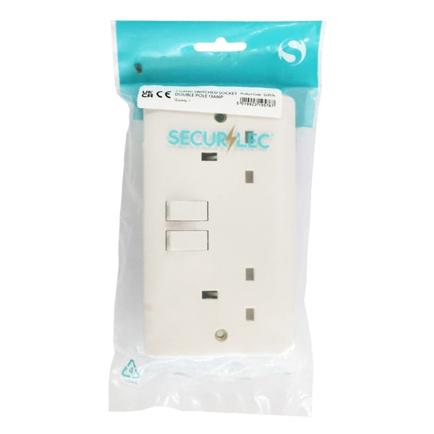 Securlec 2 Gang Switched Socket Double Pole 13A