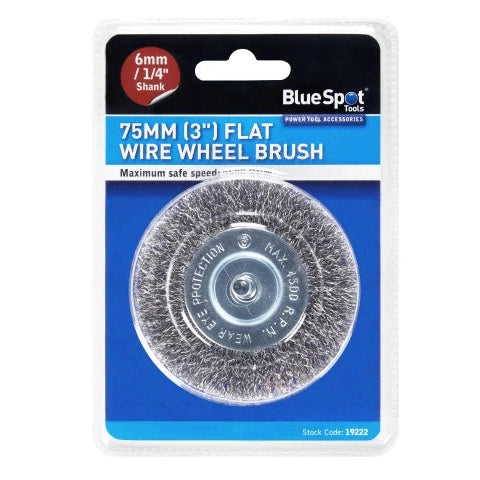 Flat Steel Wire Wheel Brush 75mm x 6mm Arbor