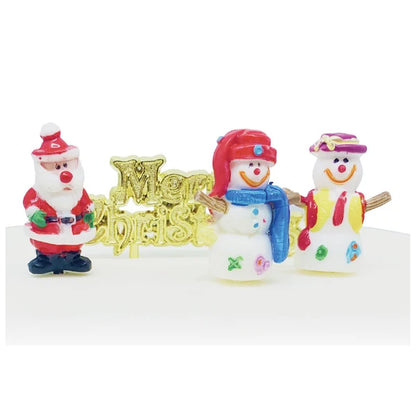 Festive Fun Plastic Cake Topper Picks & Gold Merry Christmas Motto BX301