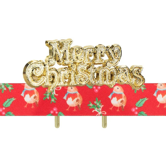 Sweet Christmas Robin Ribbon and Motto Kit Gold BX383