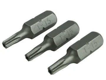 Security S2 Grade Steel Screwdriver Bits 25mm 3 Pack