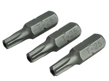 Security S2 Grade Steel Screwdriver Bits 25mm 3 Pack