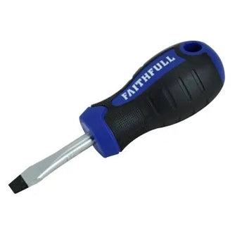 Soft Grip Stubby Screwdriver Flared Slotted Tip 6.5 x 38mm