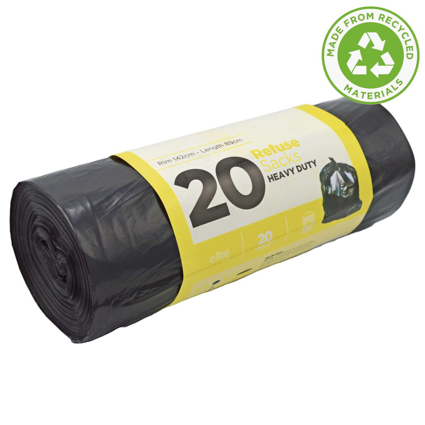 E-Lite Heavy Duty Refuse Sacks 80L - Roll of 20