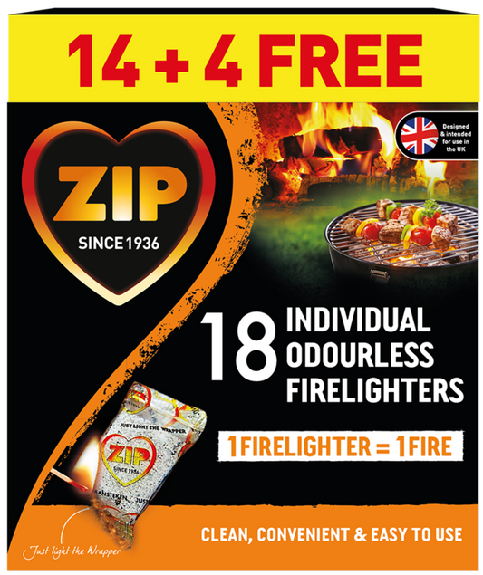 Zip Fast & Clean Wrapped Firelighters Pack 18