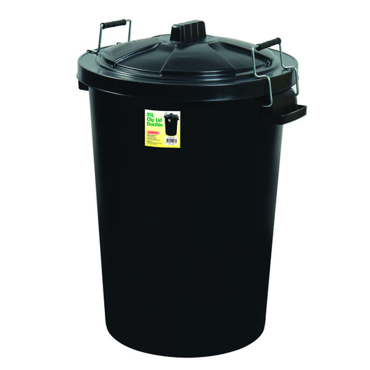 Proplas 90L Clip Lid Dustbin Black