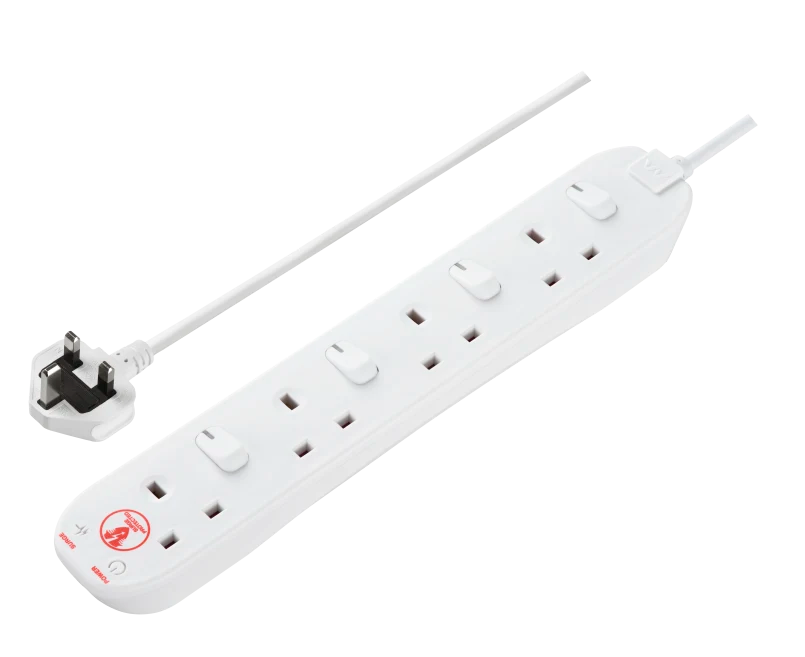 Masterplug 4 Gang Individually Switched Extension Lead 2m - Surge Protected