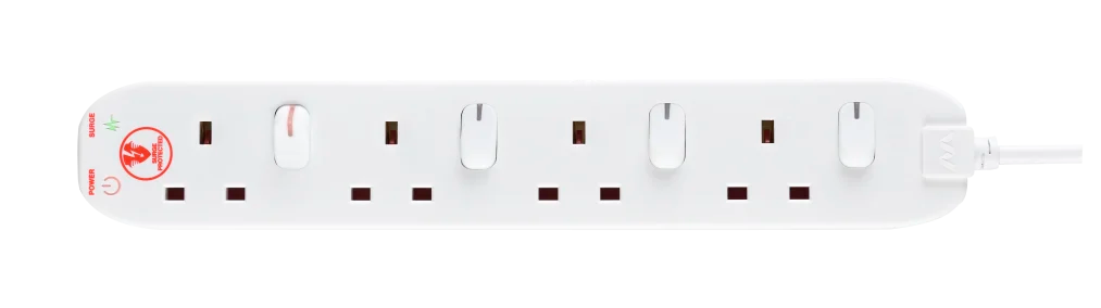 Masterplug 4 Gang Individually Switched Extension Lead 2m - Surge Protected