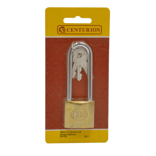 Brass Tri-Circle Long Shackle Padlock 38mm