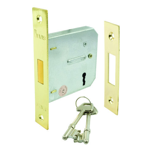 Mortice Deadlock 3 Lever Brassed 75mm 3" SP311P