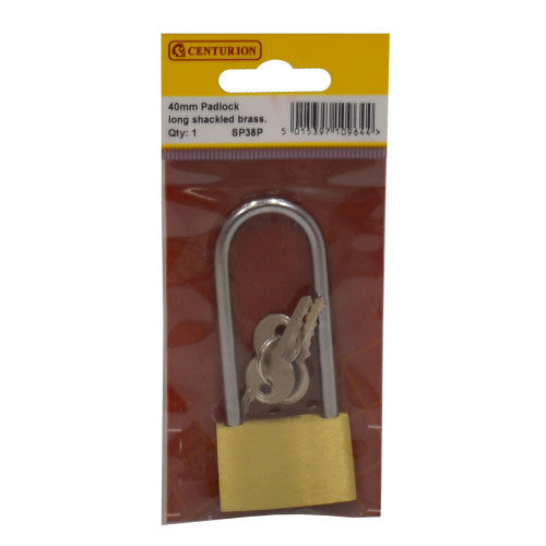 Brass Long Shackle Padlock 40mm