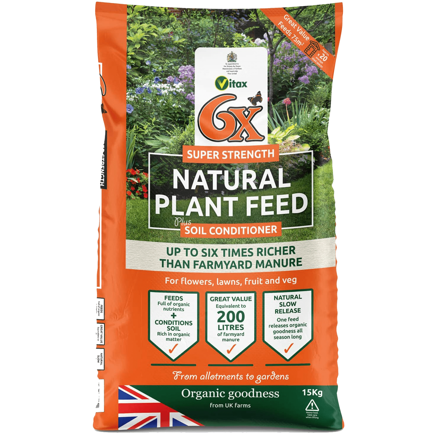 Vitax 6x Organic Fibrous Fertiliser Bag 15kg