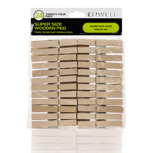 Orwell Super Size Wooden Clothes Pegs 24pk - 6310