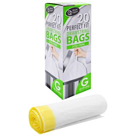 Extra Strong Drawstring Tall Pedal Bin Liners 23-30L - Roll of 20