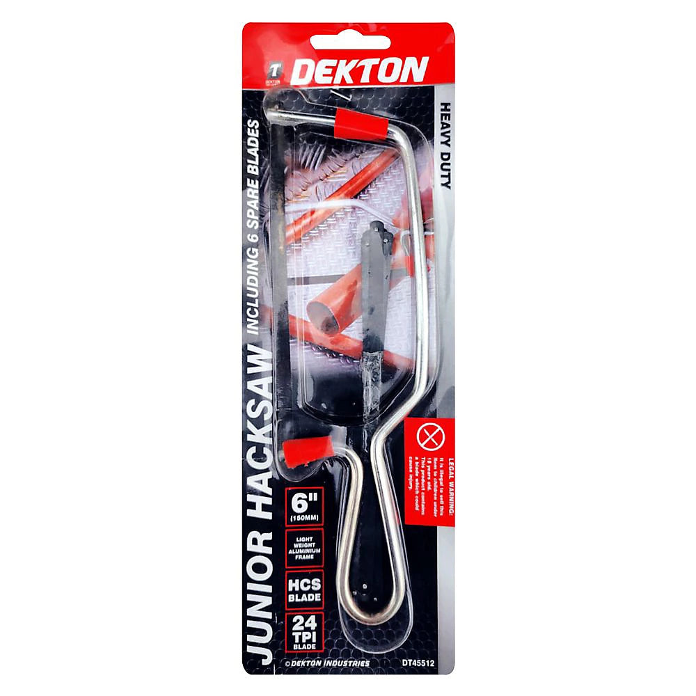 Dekton Junior Hacksaw With Blade & 6 Extra Blades Cutting Wood Steel Plastic - DT45512