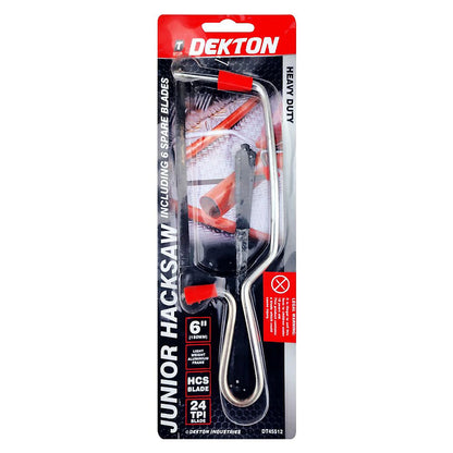Dekton Junior Hacksaw With Blade & 6 Extra Blades Cutting Wood Steel Plastic - DT45512