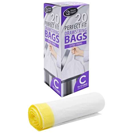 Extra Strong Drawstring Pedal Bin Liners 10-12L - Roll of 20