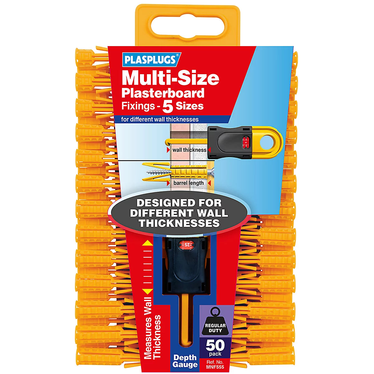 Plasplugs Multi-Size Plasterboard Plugs - 50 Pack
