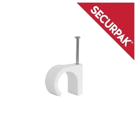 White Round Cable Clip 3.5mm - SP10633 - 40pk