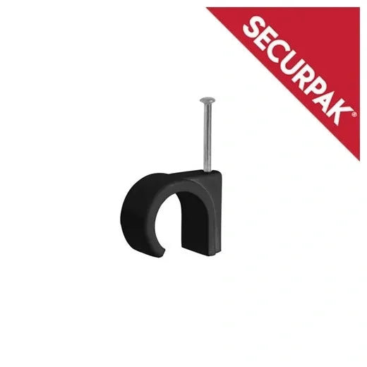 Black Round Cable Clip 7mm SP10643 20pk