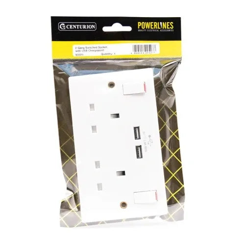 2 Gang Switched Socket with USB - EL29P